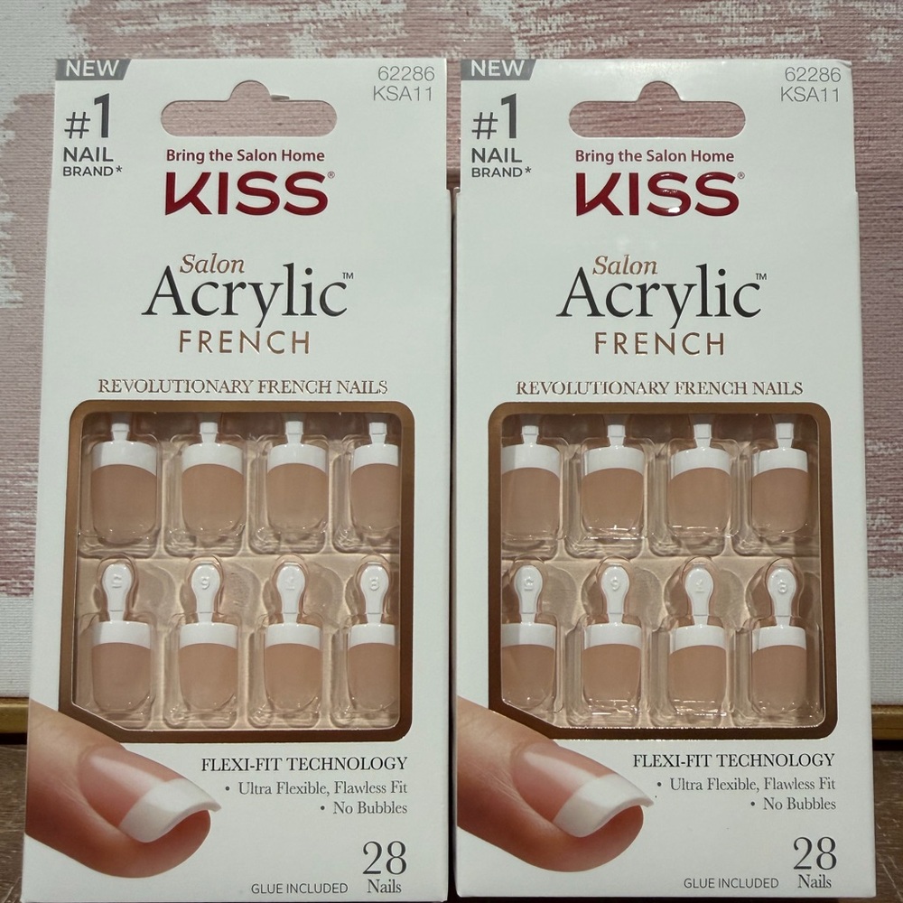 KISS Acrylic French Nails - Classic White and Nude length short